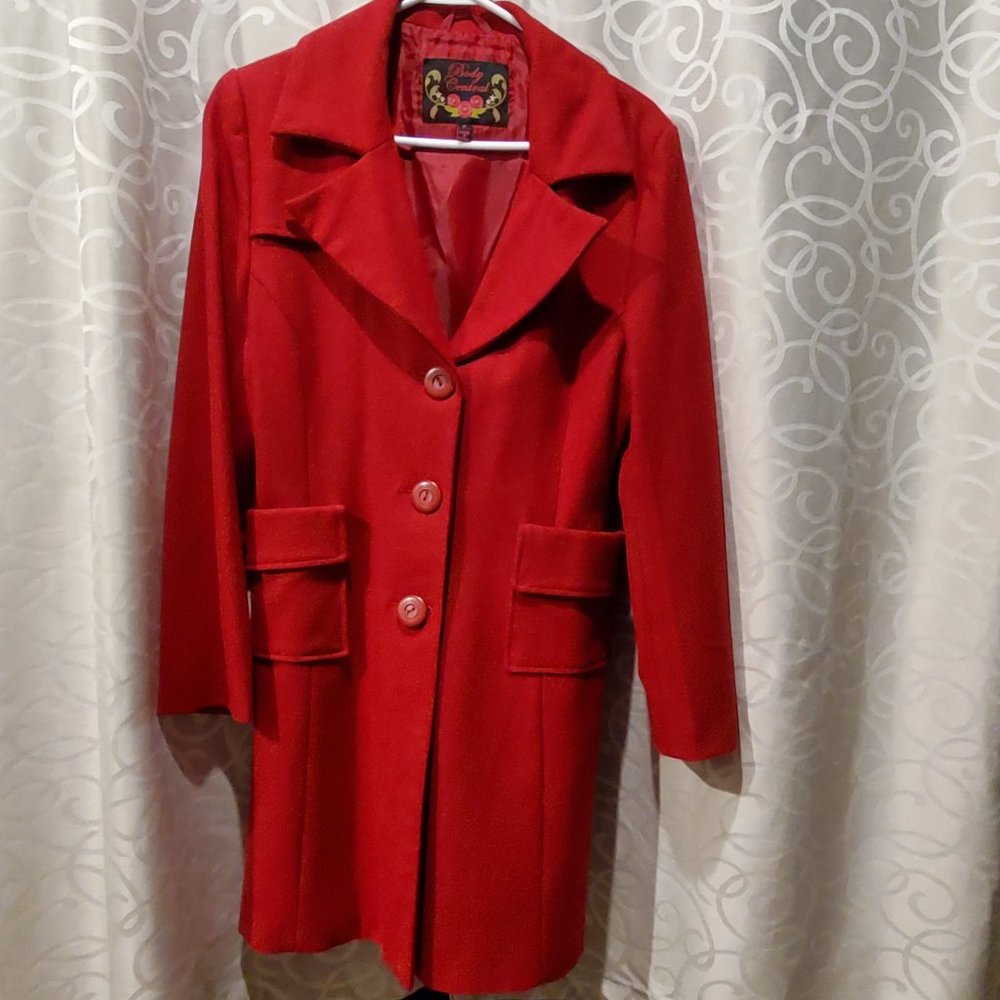 Elegant Long Red Winter Coat